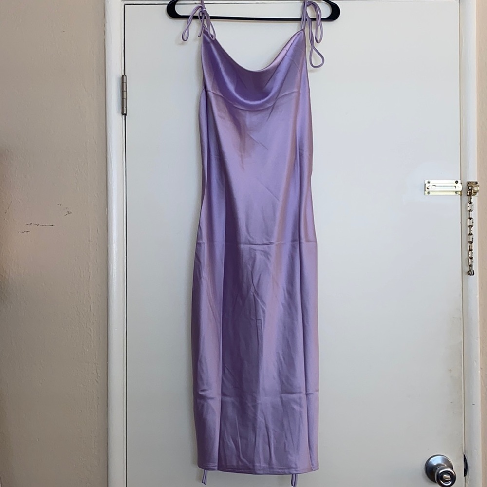 Lavender silk slip dress